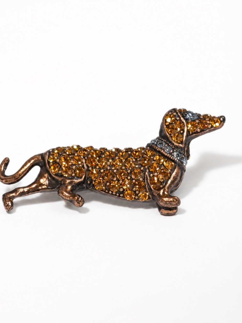 Amber Crystal Dachshund Dog Brooch Pin - Sparkling Pet Accessory